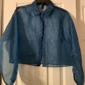 Forever 21 Translucent Blue Collared Shirt